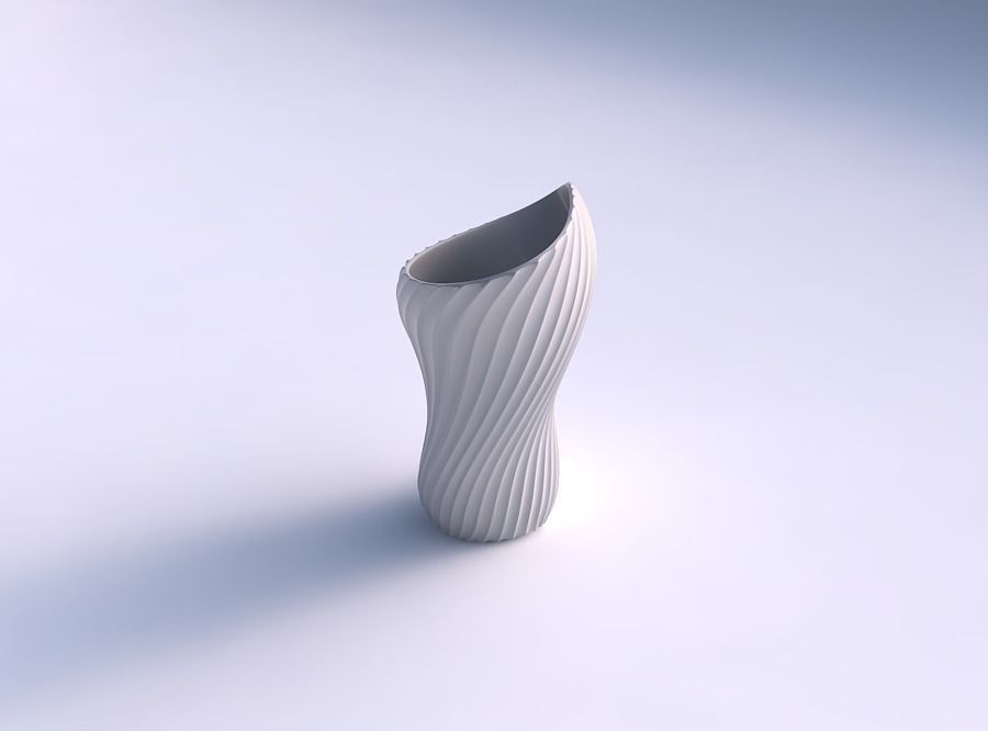 Vase vortex smooth with extruded vertical lines 3D print model_0