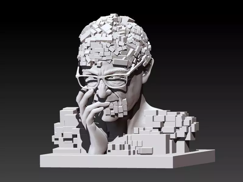Old man pondering 3D print model