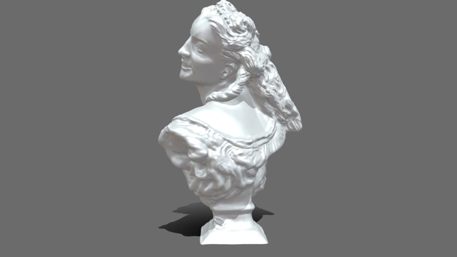 Bust of a woman with roses statue 3D model_5
