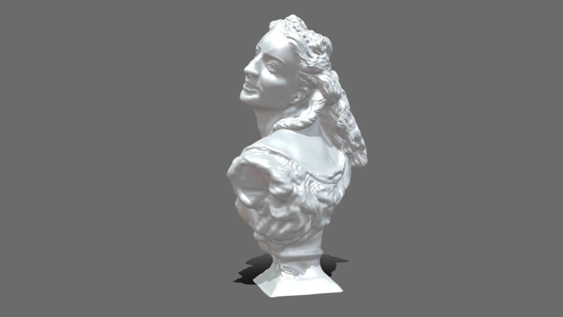 Bust of a woman with roses statue 3D model_2
