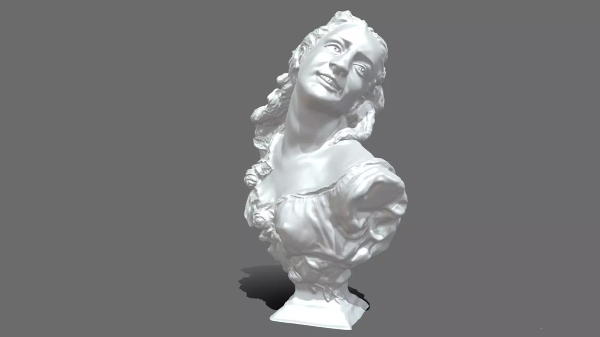 Bust of a woman with roses statue 3D model_0