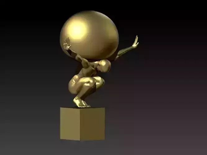 Sculpture of Man holding sphere