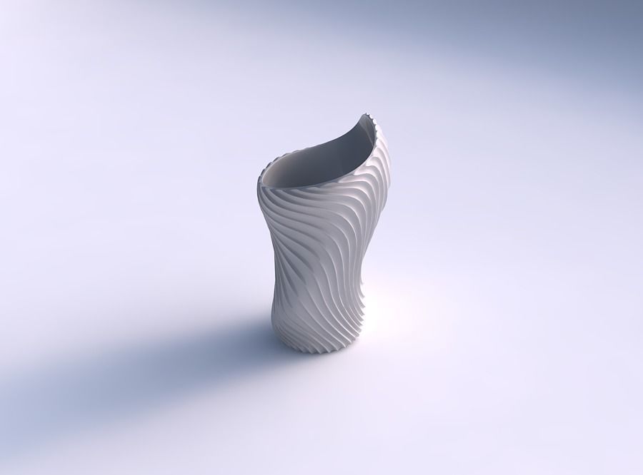 Vase vortex smooth with bent extruded lines 3 3D print model_0