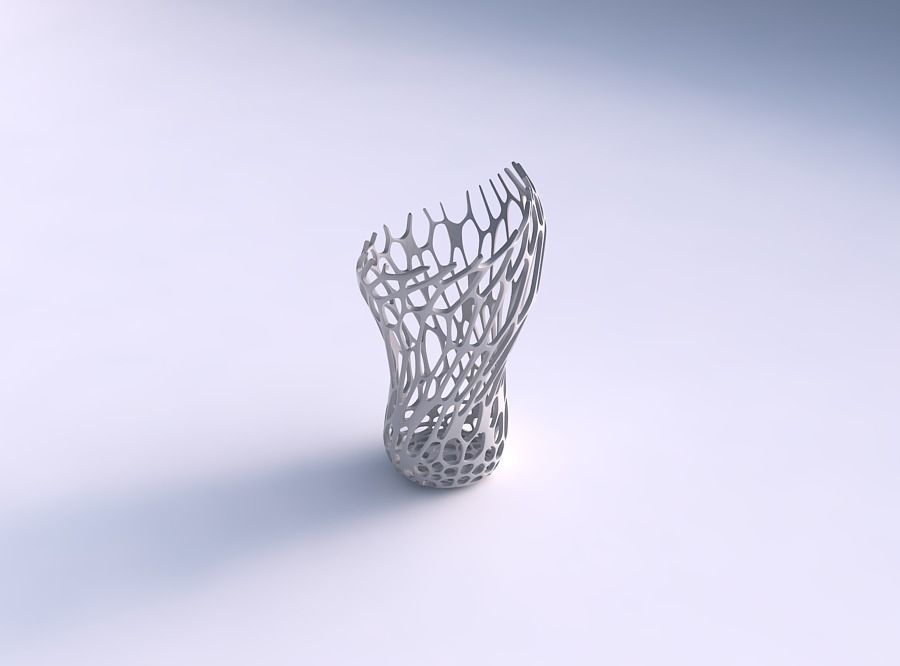 Vase vortex smooth with cracked organic lattice 2 3D print model_0