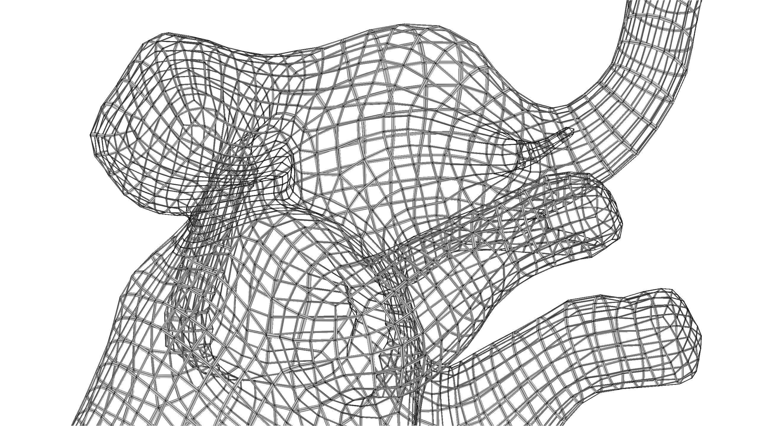 Elephant Wireframe 3D print model_7