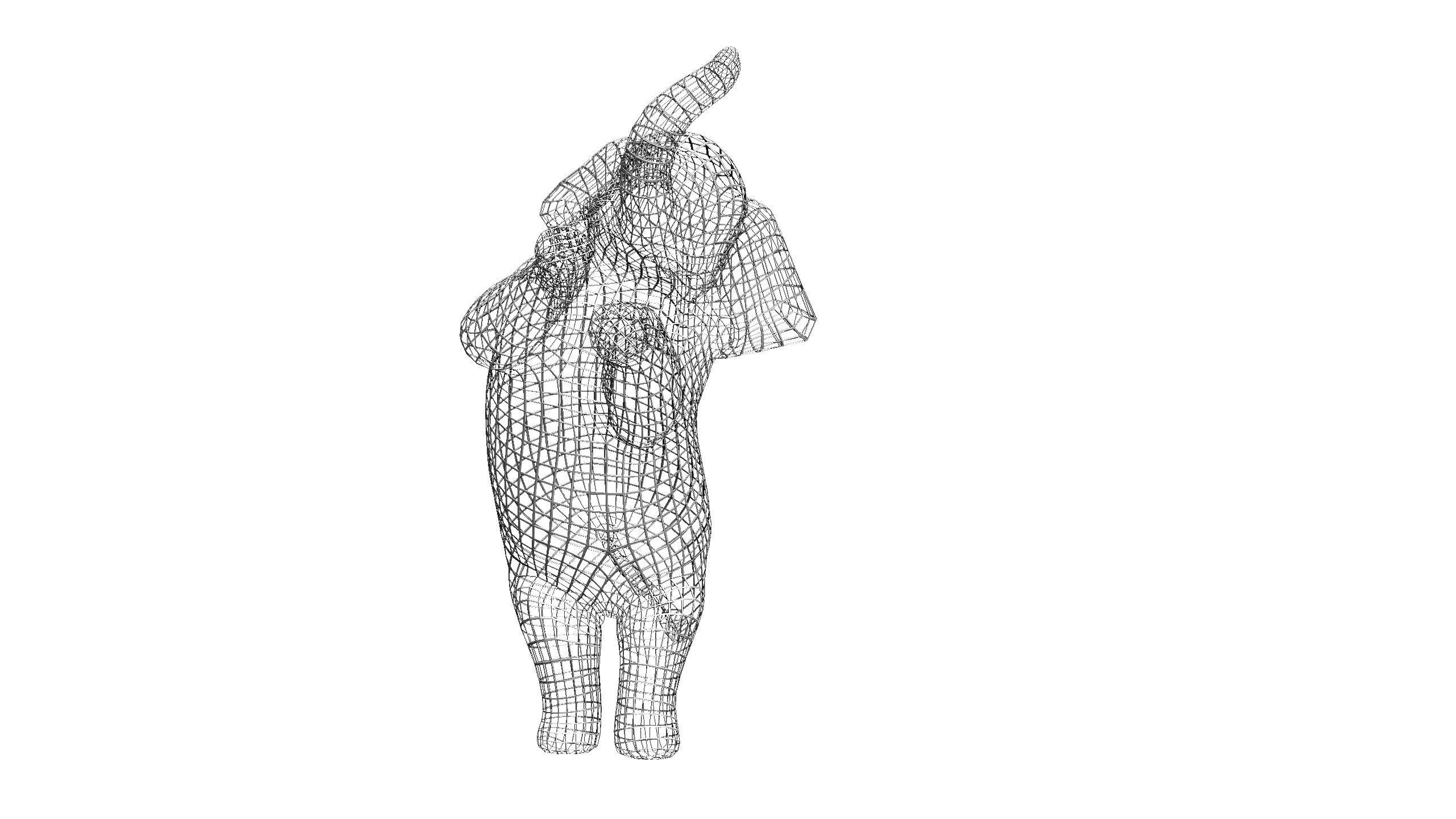 Elephant Wireframe 3D print model_2