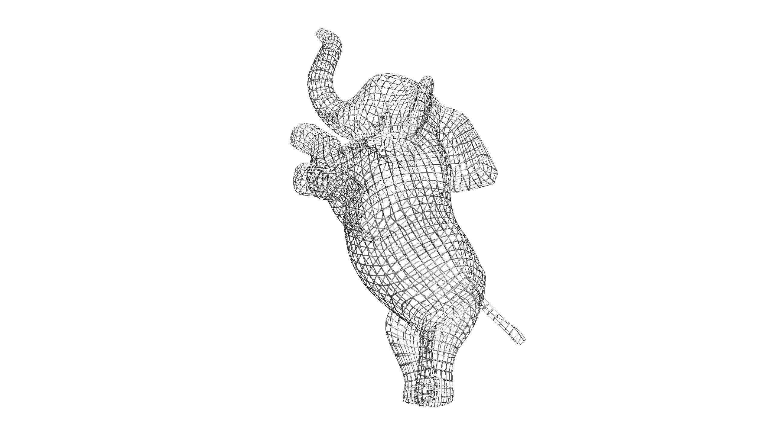 Elephant Wireframe 3D print model_4