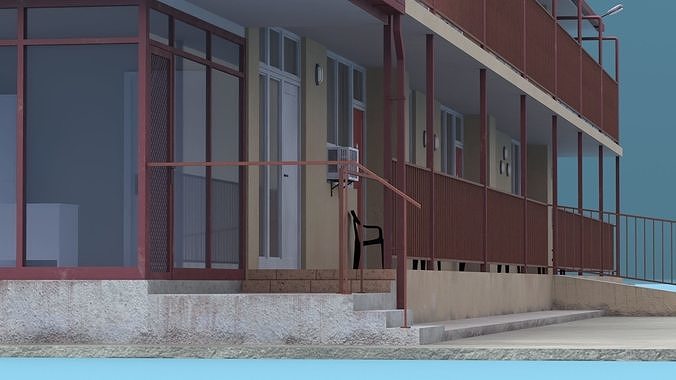 Two Story Motel 3D model 5