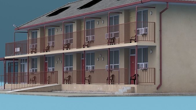 Two Story Motel 3D model 4