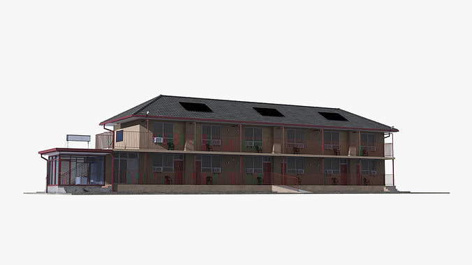 Two Story Motel 3D model 7