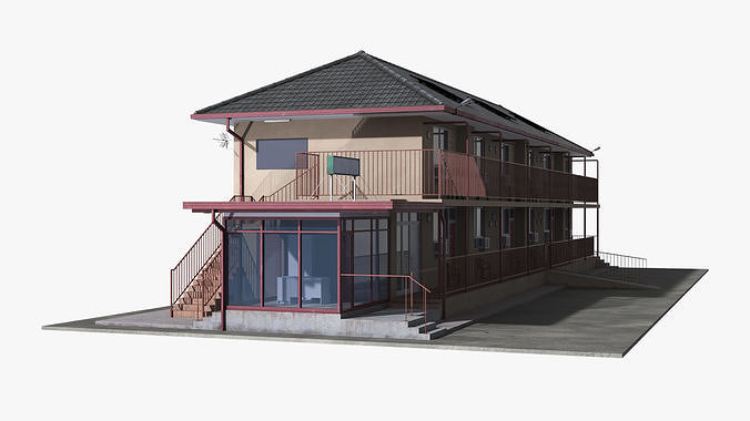 Two Story Motel 3D model 6