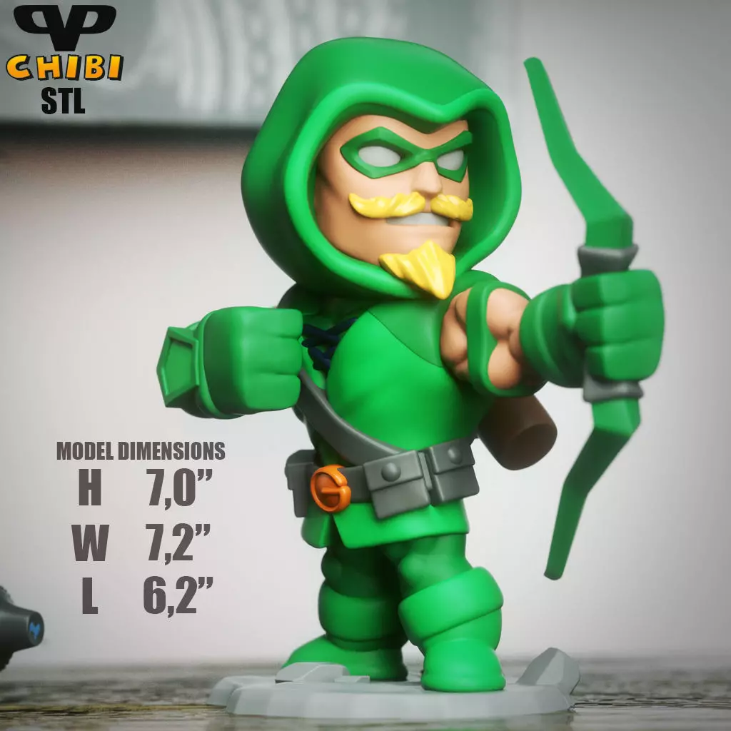Green Arrow Chibi STL for 3D Printing ChibiSTL 3DXM 3D print model_5