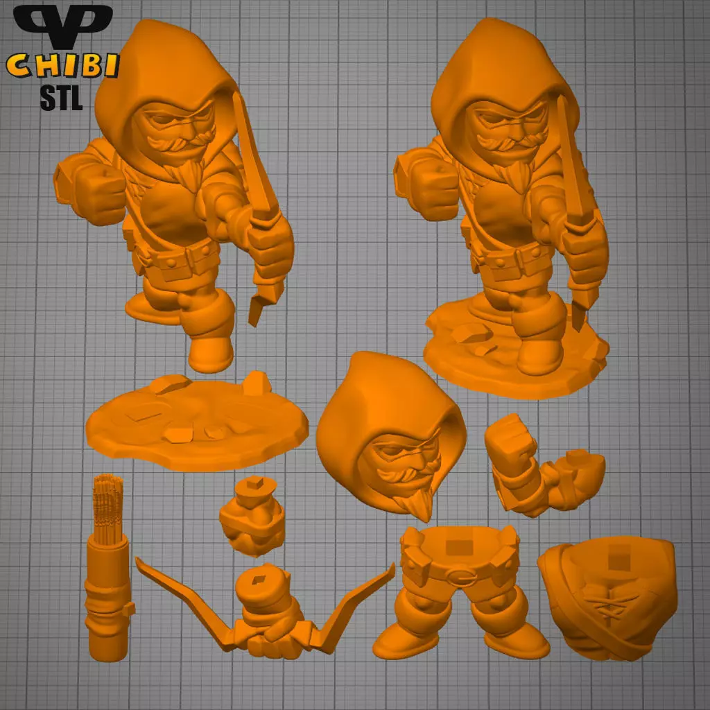 Green Arrow Chibi STL for 3D Printing ChibiSTL 3DXM 3D print model_2