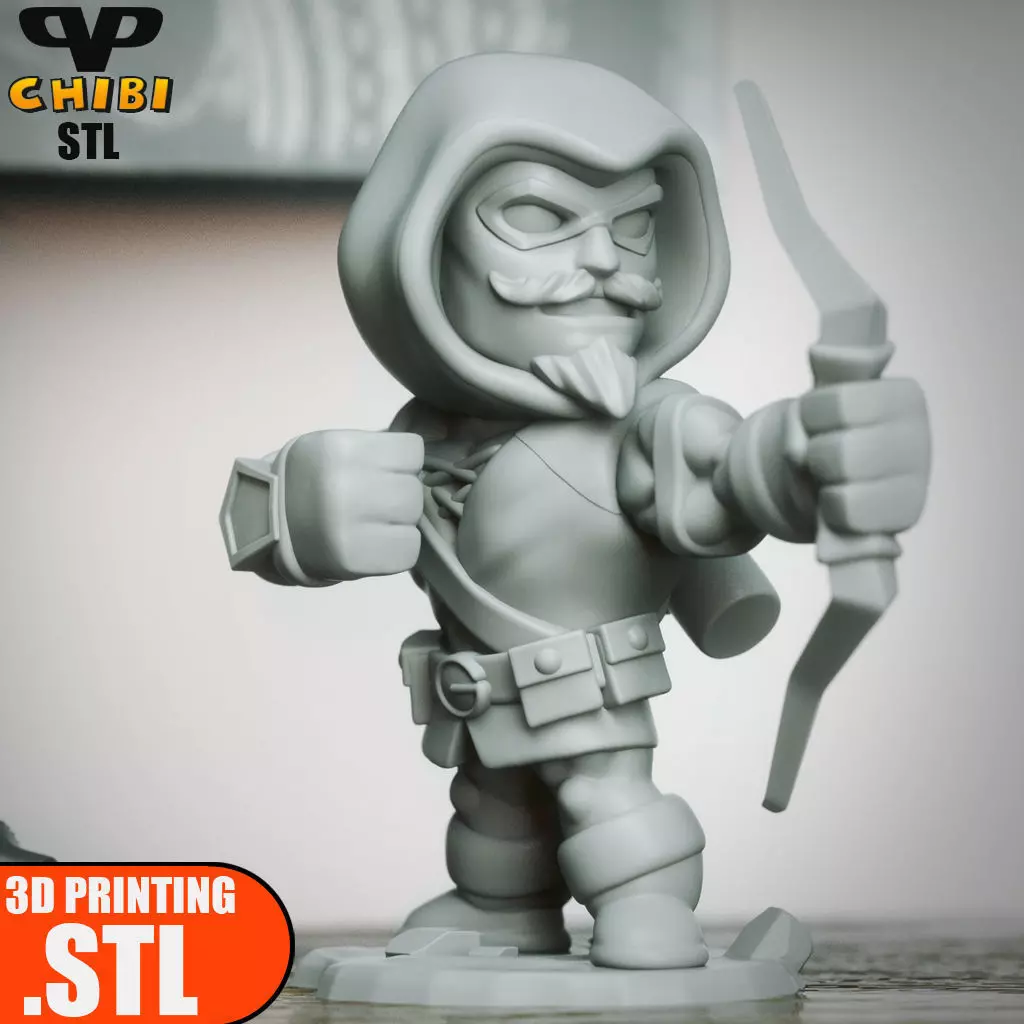 Green Arrow Chibi STL for 3D Printing ChibiSTL 3DXM 3D print model_3