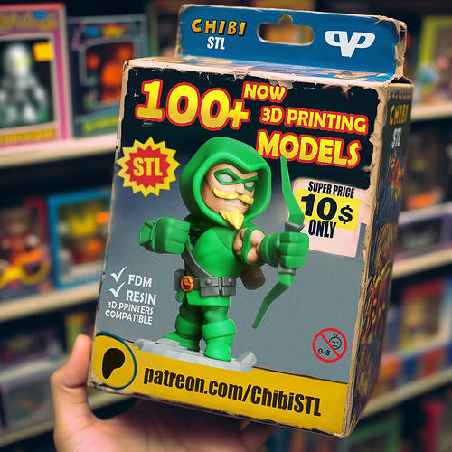Green Arrow Chibi STL for 3D Printing ChibiSTL 3DXM 3D print model