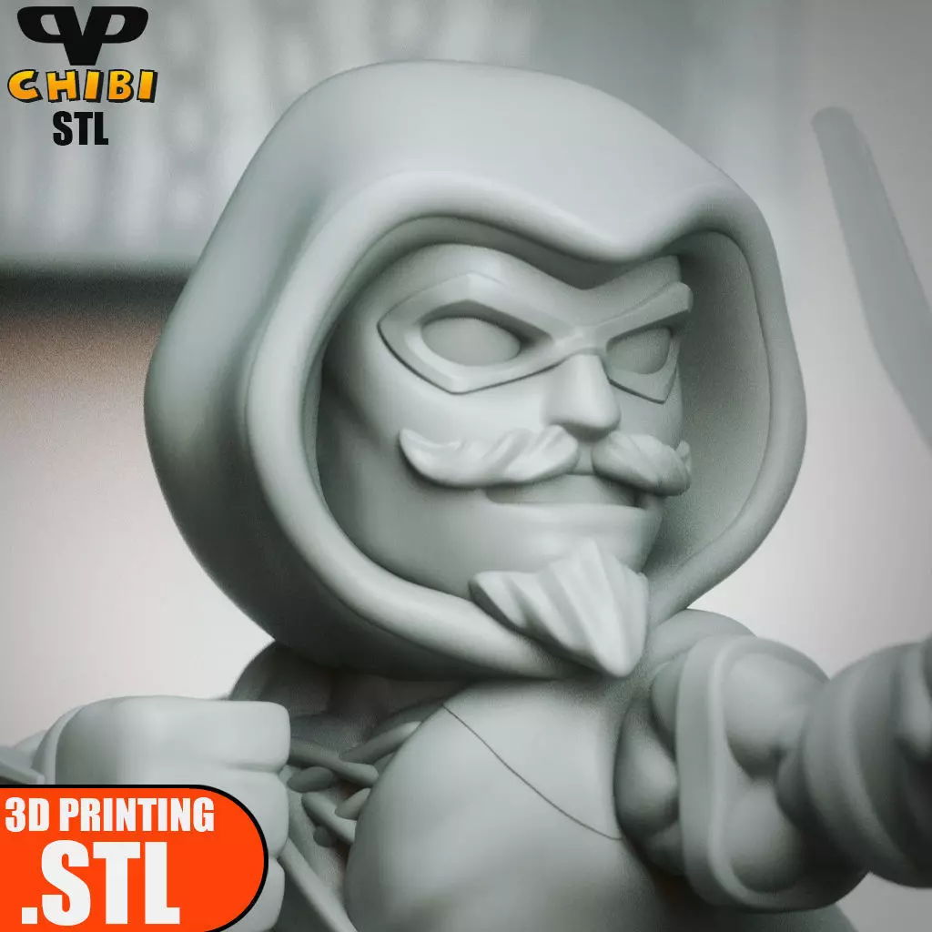 Green Arrow Chibi STL for 3D Printing ChibiSTL 3DXM 3D print model_4
