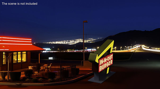 In N Out Burger Stand Light 3D model 2