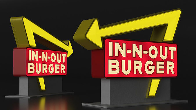 In N Out Burger Stand Light 3D model 4