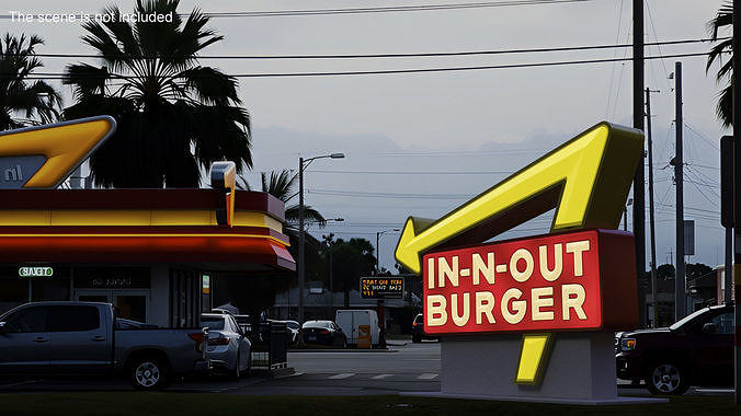 In N Out Burger Stand Light 3D model