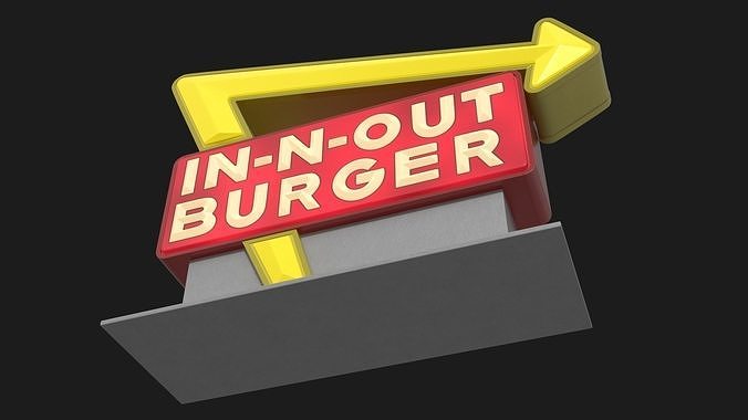 In N Out Burger Stand Light 3D model 7