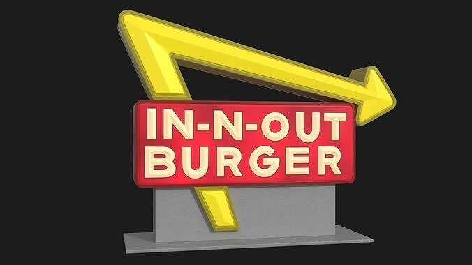 In N Out Burger Stand Light 3D model 6
