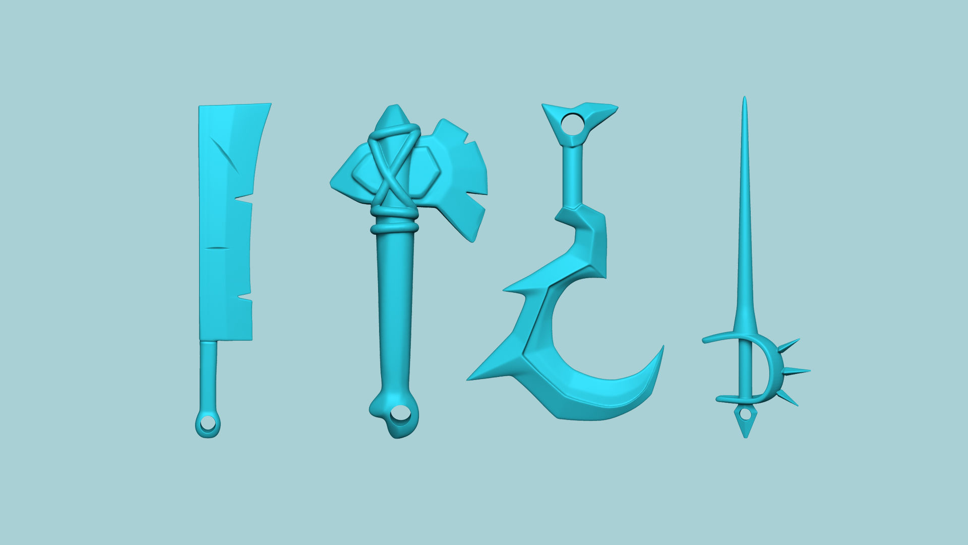 04 Albion Online Weapon Keychain Kit - Bloodletter Carving 3D Model Collection_1