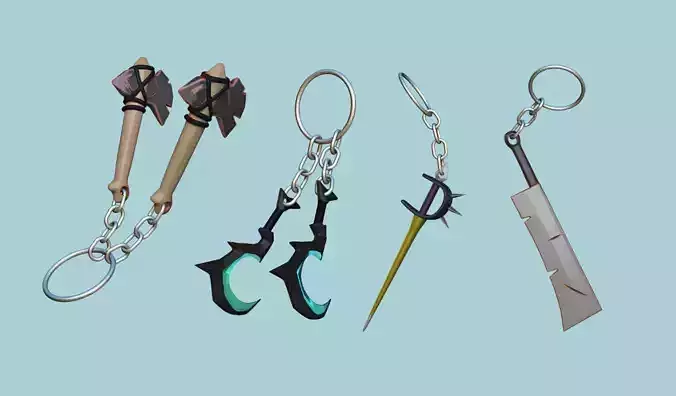 04 Albion Online Weapon Keychain Kit - Bloodletter Carving 3D Model Collection
