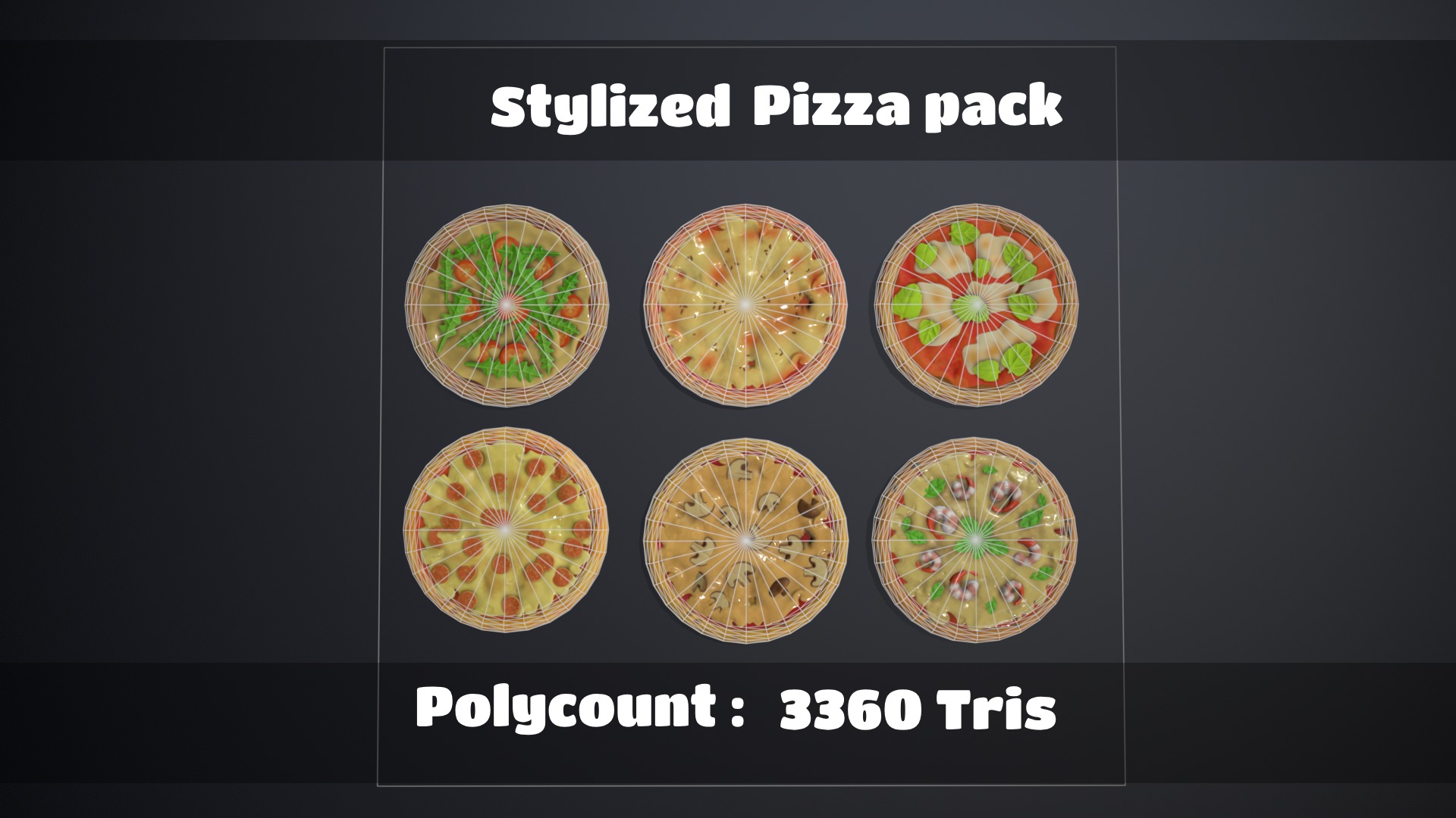 Stylized Pizza pack Low-poly 3D model_2