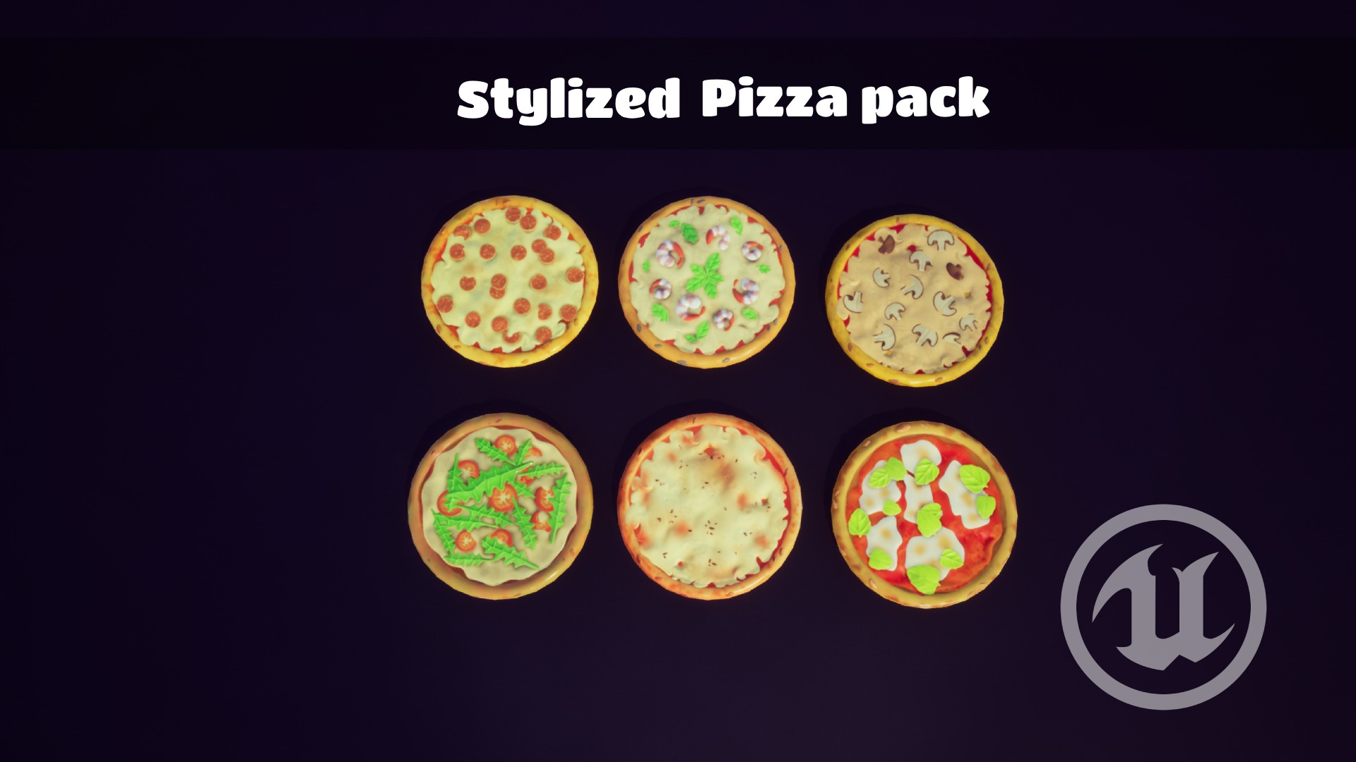 Stylized Pizza pack Low-poly 3D model_4