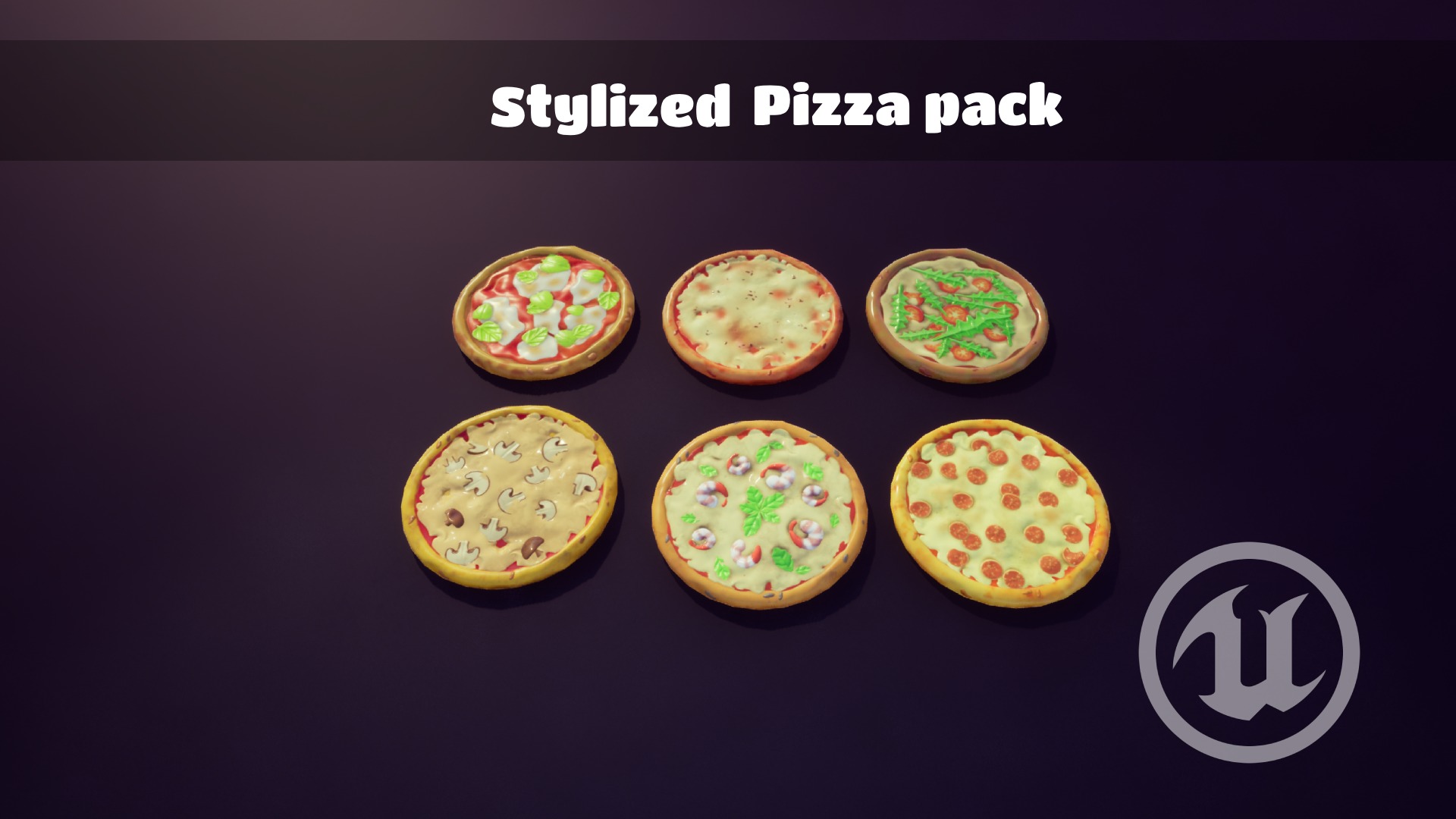 Stylized Pizza pack Low-poly 3D model_3