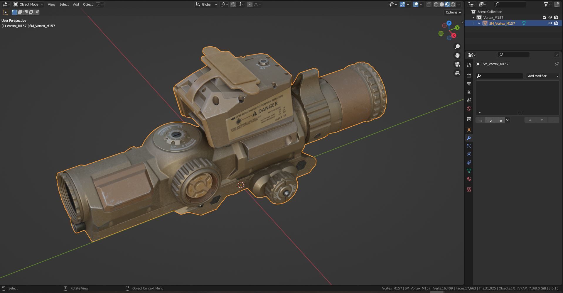 VORTEX XM157 LPVO SCOPE Low-poly 3D model_10