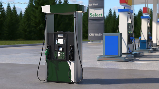 Gas Pump Green 3D model 2