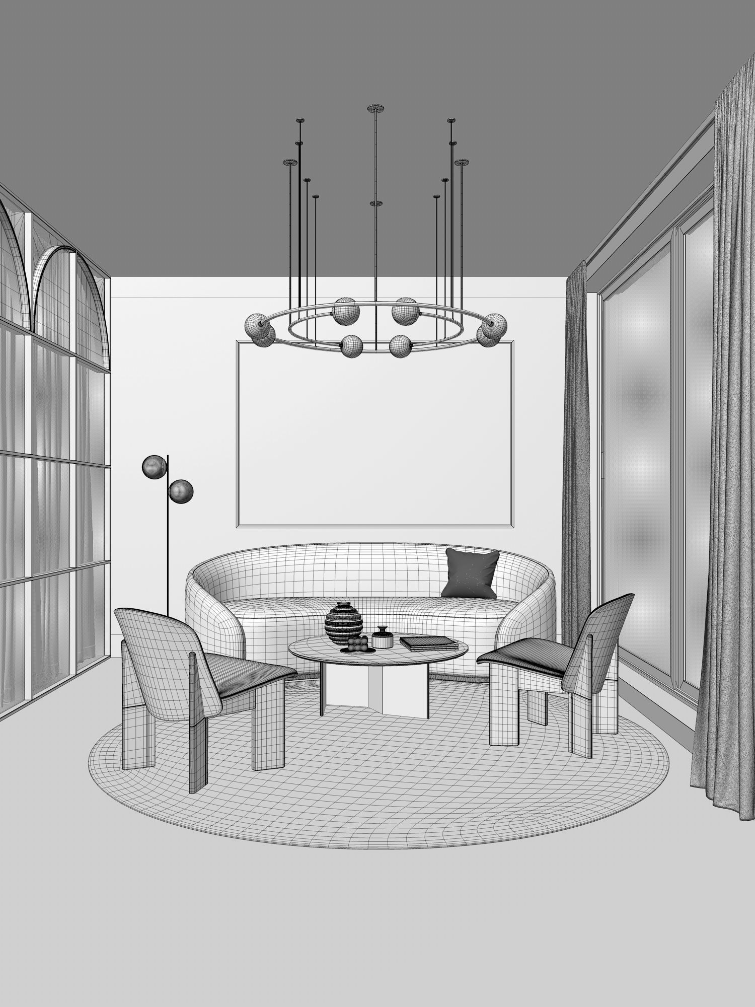 Sandstone interior scene 3D model_2