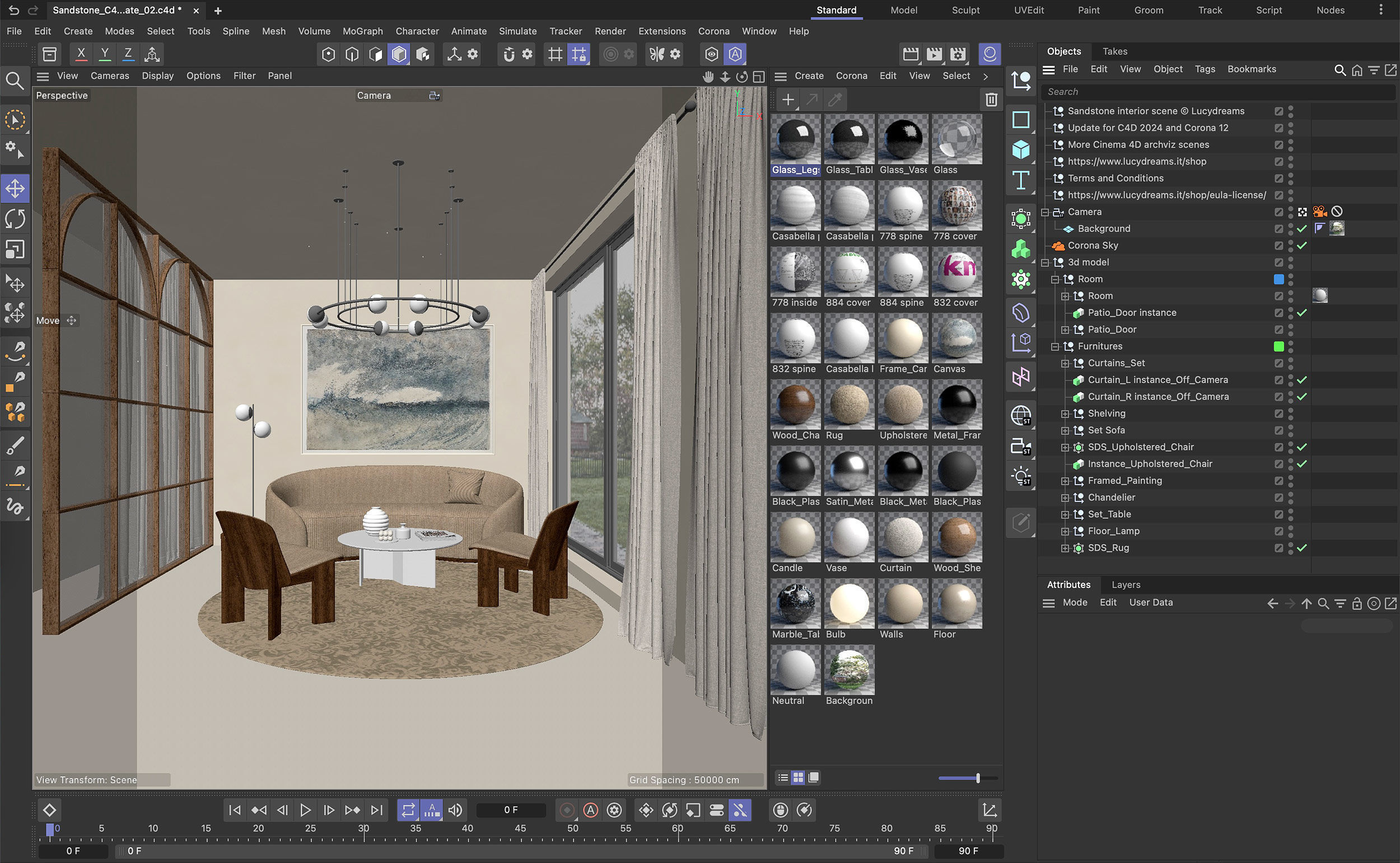 Sandstone interior scene 3D model_1
