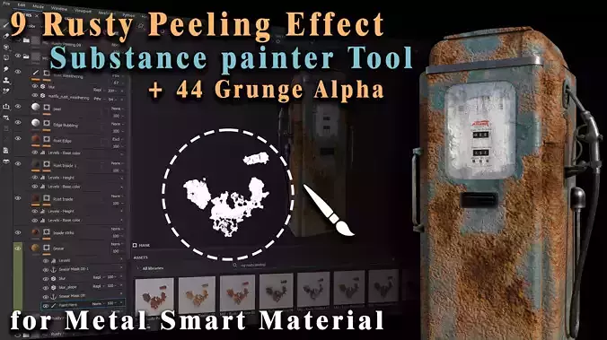 9 Rusty Peeling Effect Tool for Substance Painter Texture