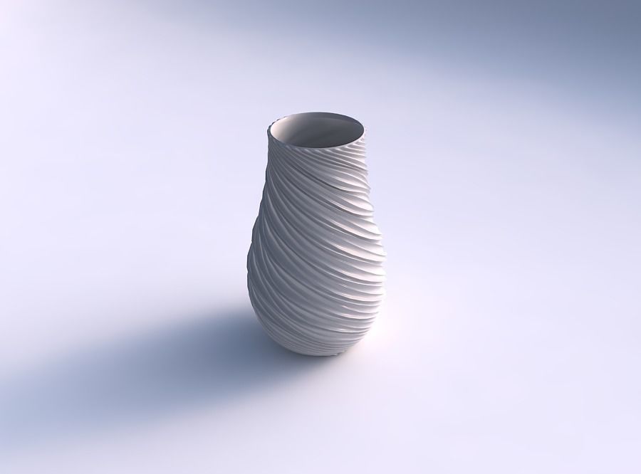 Vase twisted with wavy extruded lines 3D print model_0