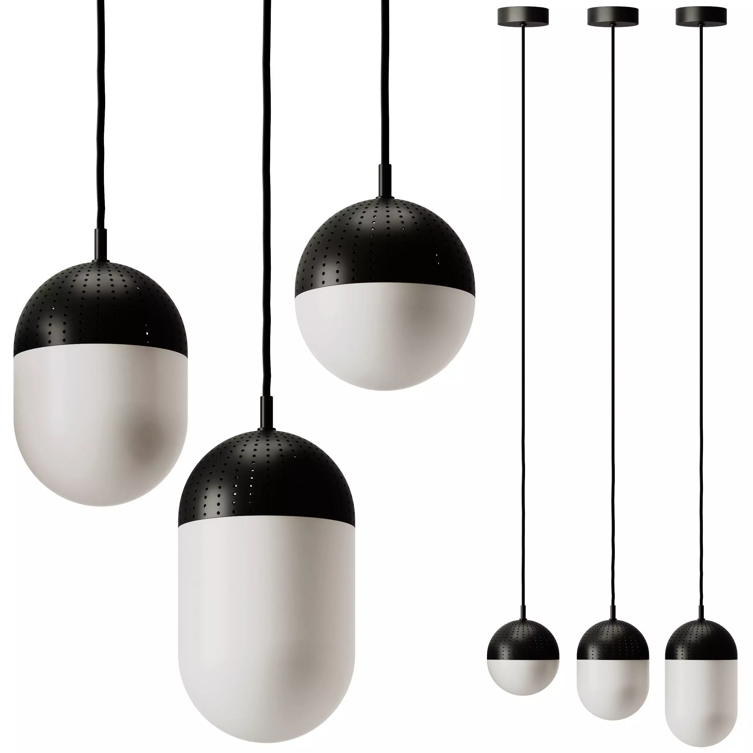 Woud Dot Pendant Lamp 3D model_0