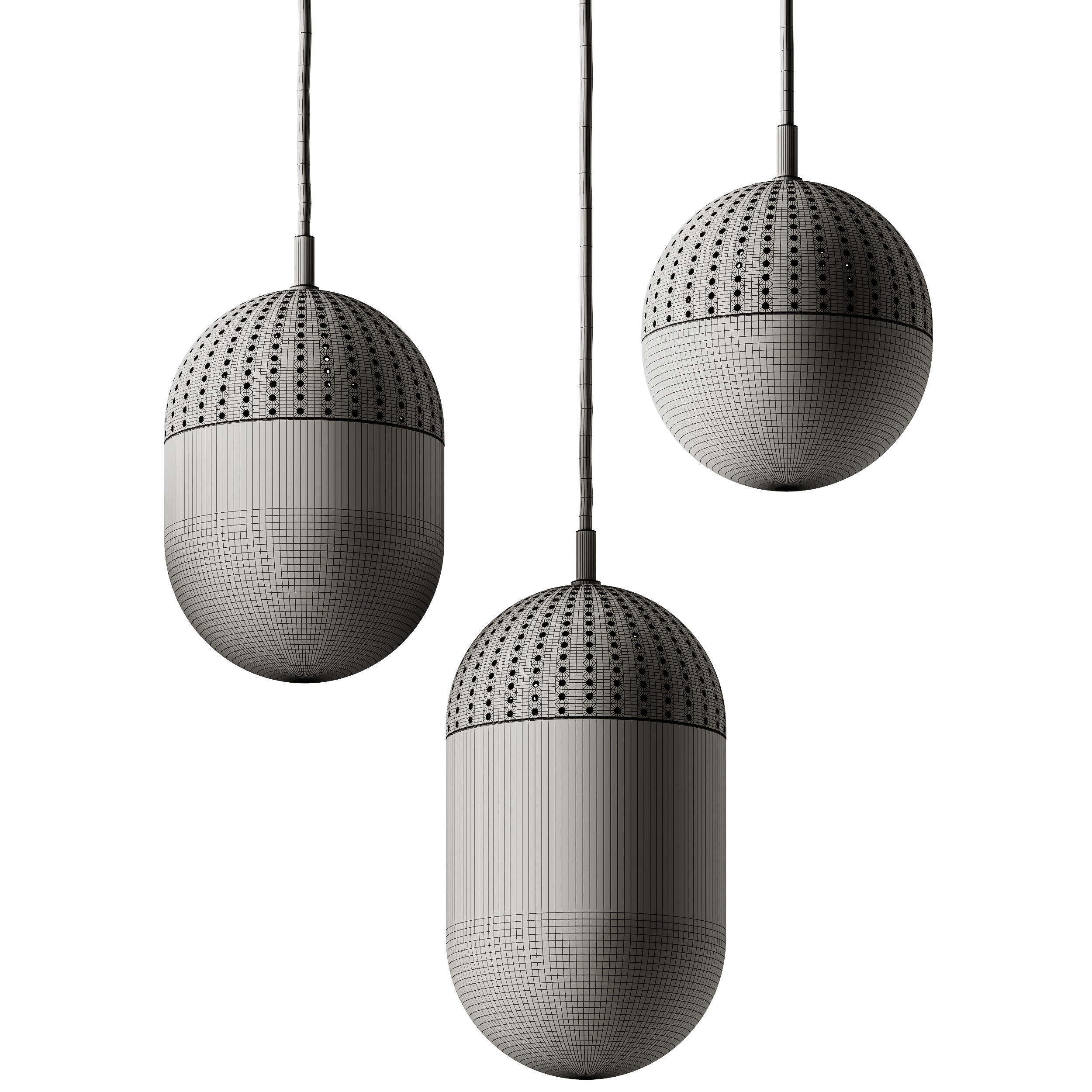 Woud Dot Pendant Lamp 3D model_4