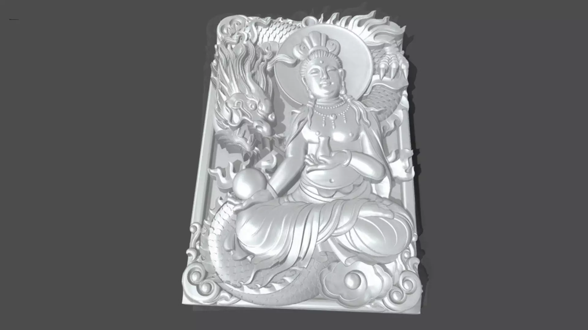 Guanyin and dragon 3D model_0