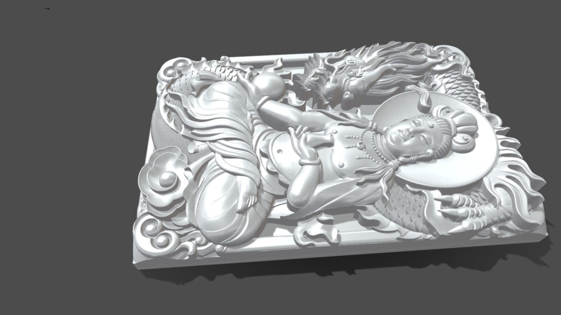 Guanyin and dragon 3D model_3