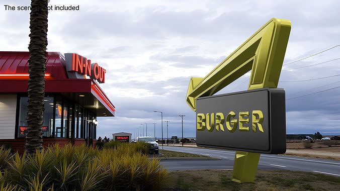 Black Gold Burger Sign 3D model
