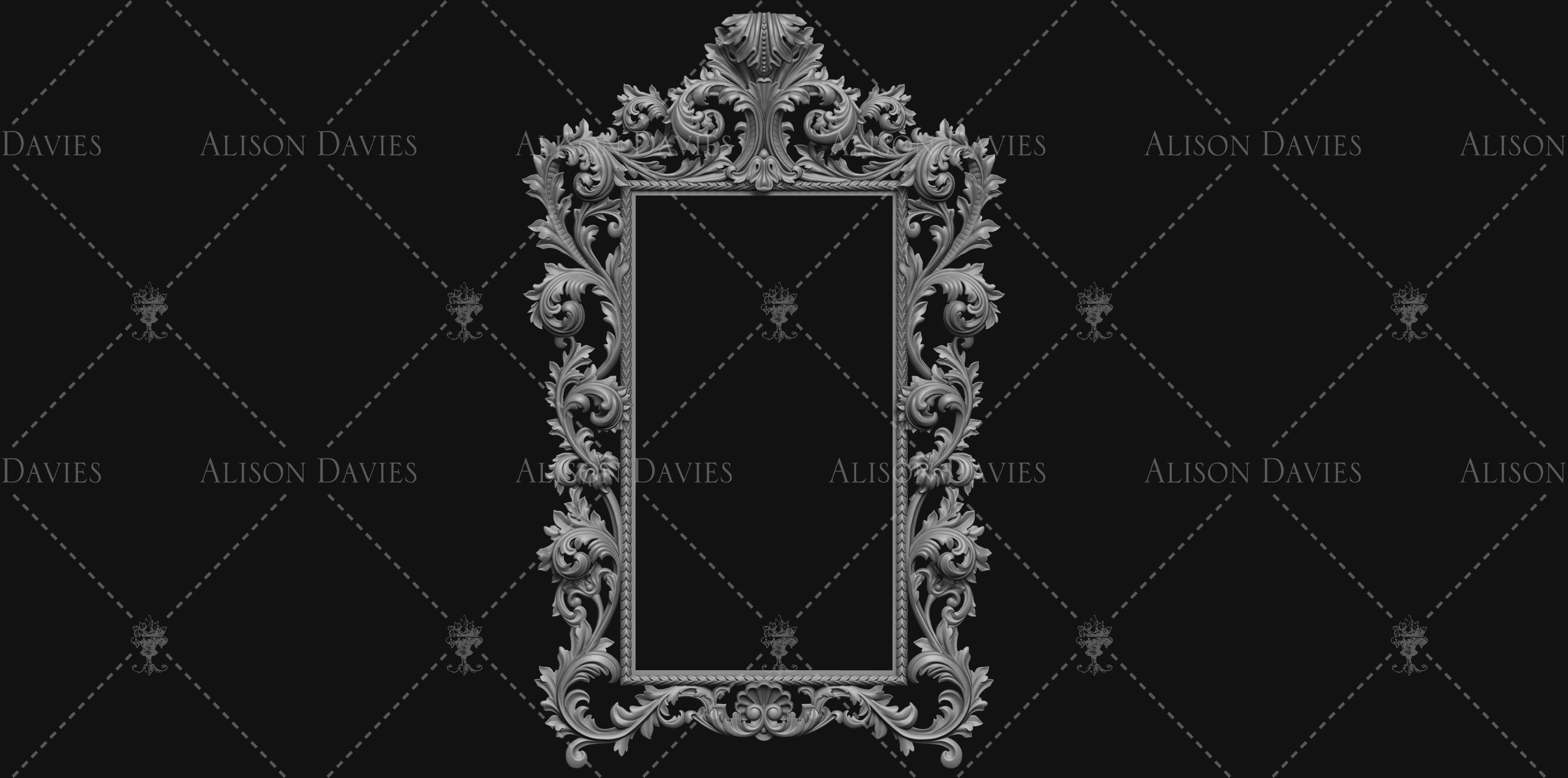 18th Century Rococo Mirror Frame 3D printable 12th scale 3D print model_8