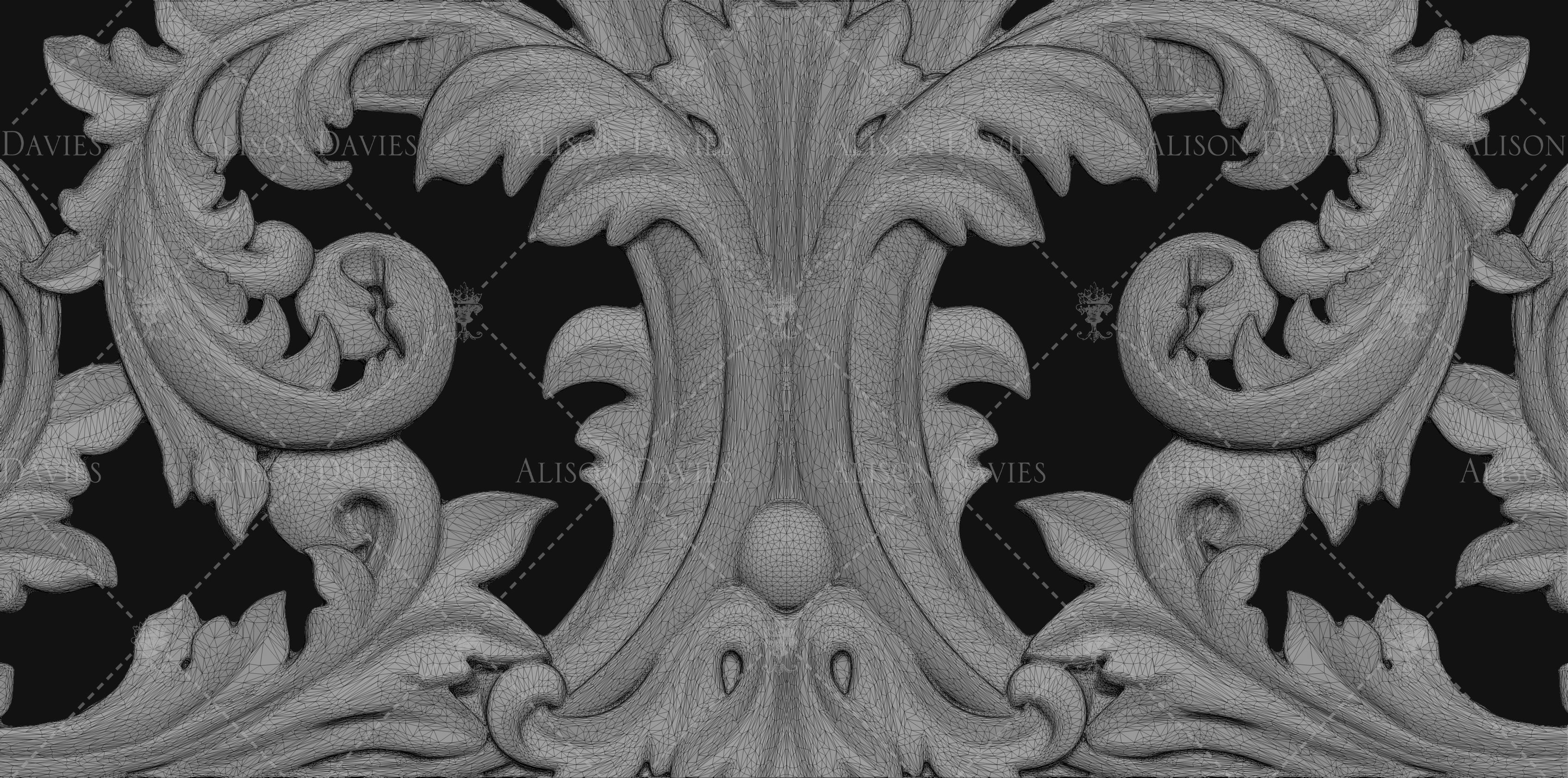 18th Century Rococo Mirror Frame 3D printable 12th scale 3D print model_3