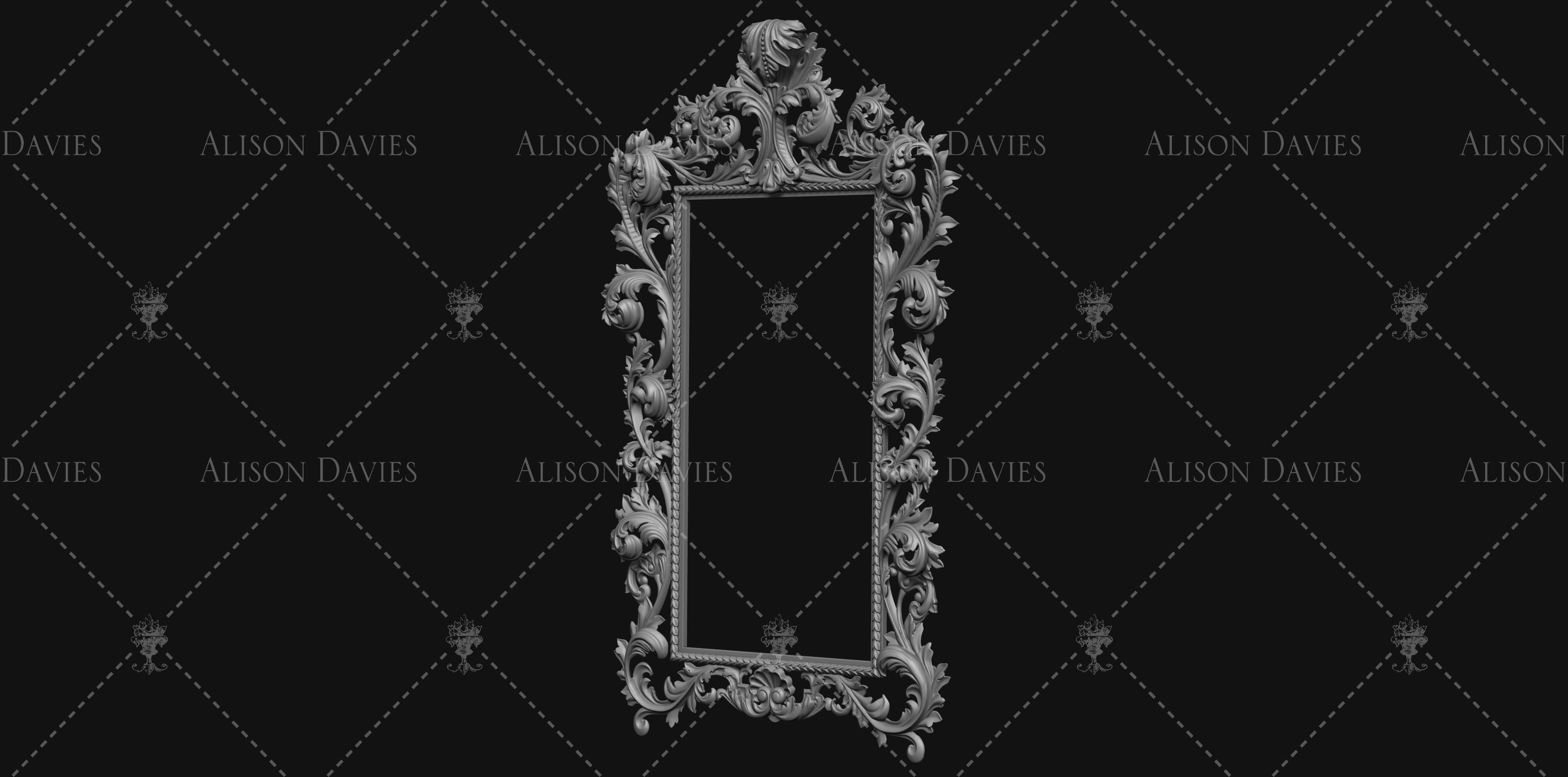 18th Century Rococo Mirror Frame 3D printable 12th scale 3D print model_11