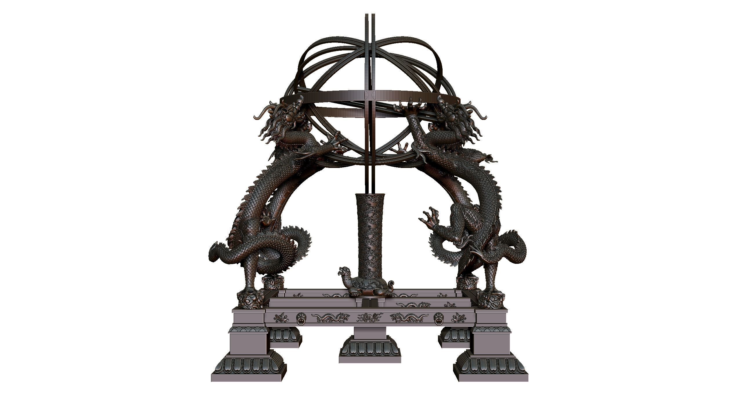 Chinese Armillary sphere 3D print model_3
