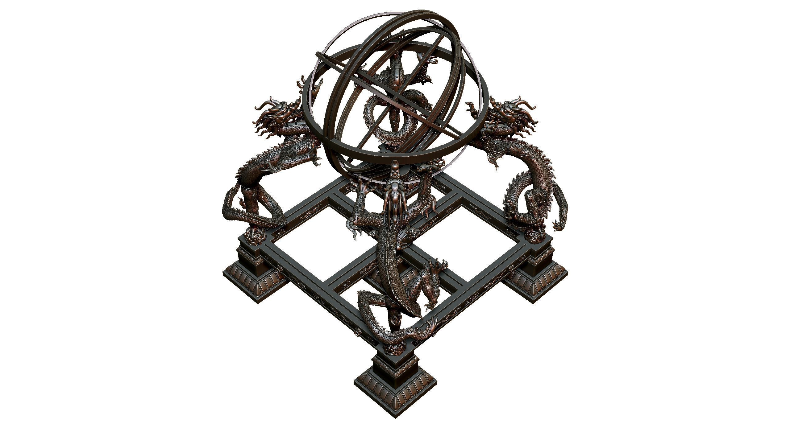 Chinese Armillary sphere 3D print model_4