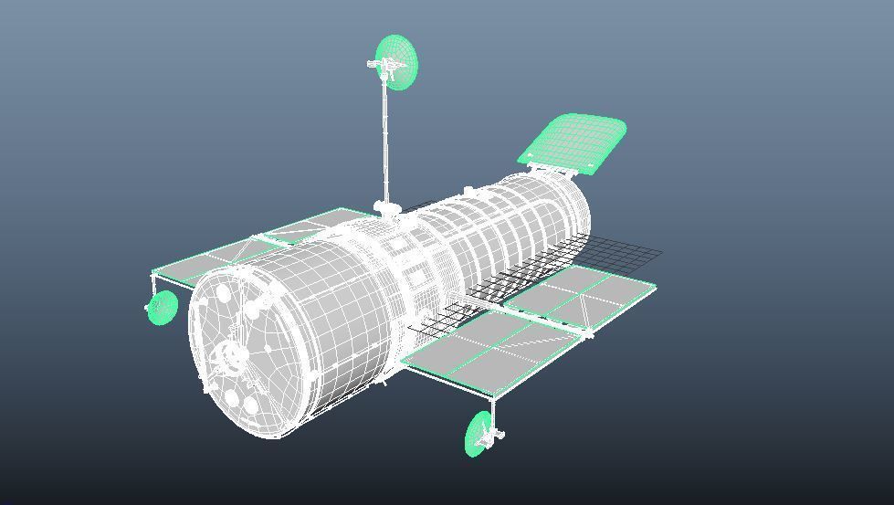 Hubble Satelite Low-poly 3D model_3
