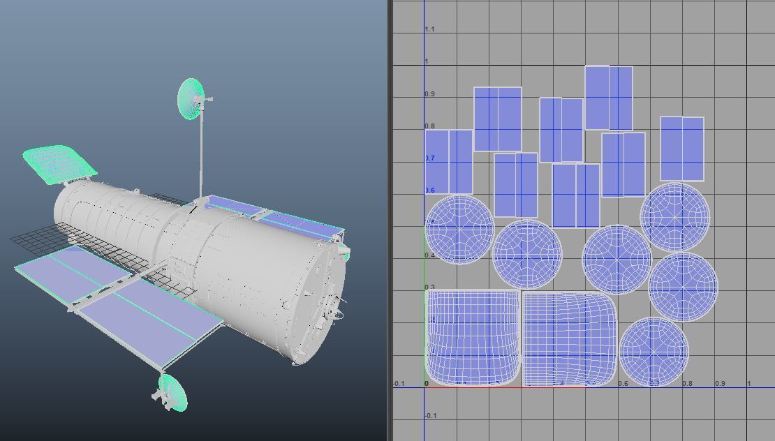 Hubble Satelite Low-poly 3D model_5