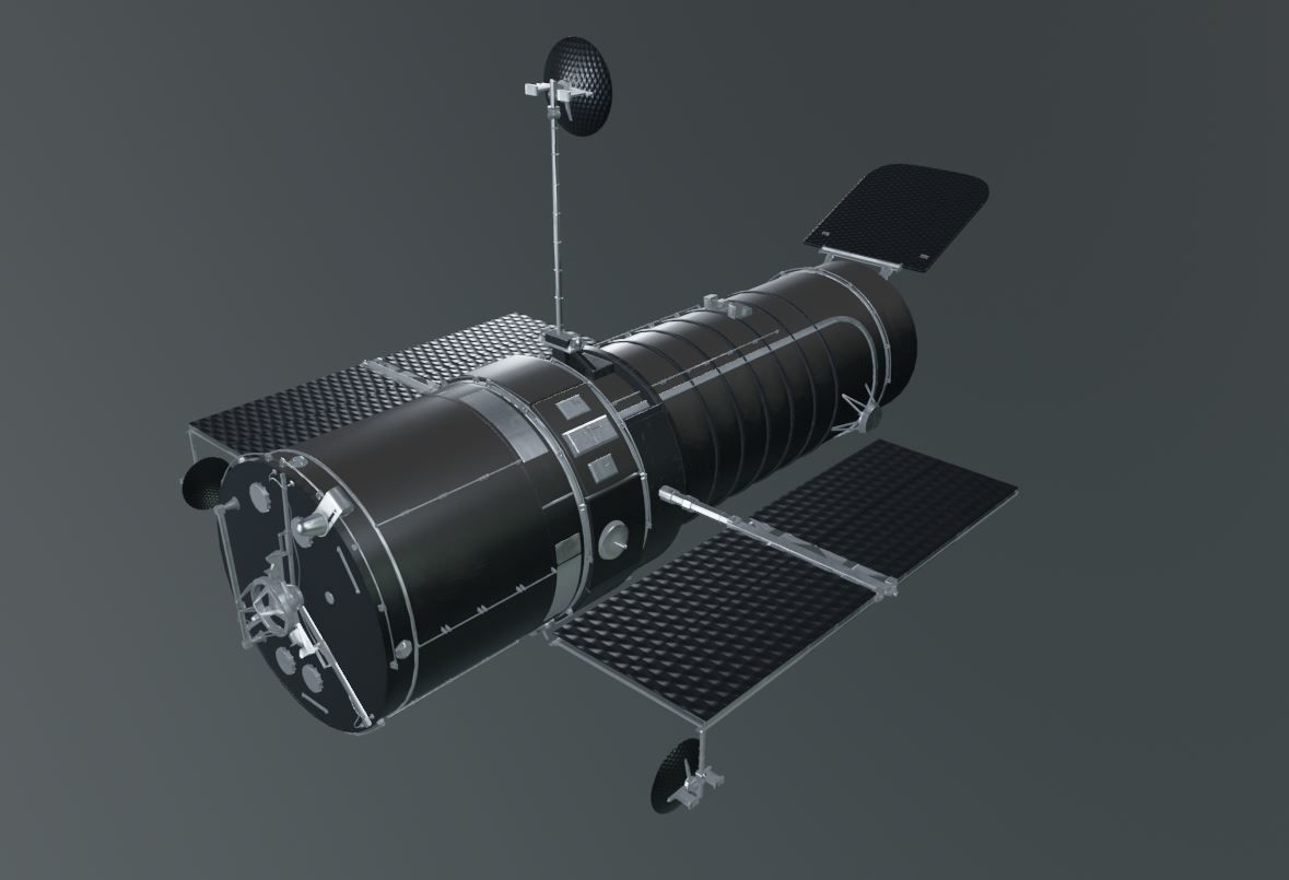 Hubble Satelite Low-poly 3D model_4