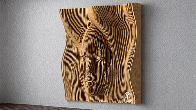 Parametric Wavy Wooden Wall Decor 02 - wood cutting machines  3D model
